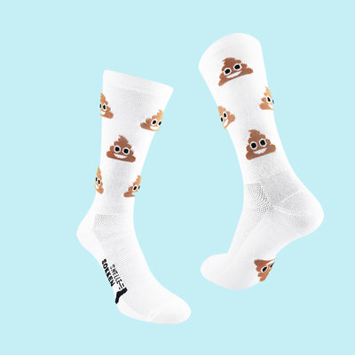 Fietssokken - Poop emoji print - Wit - Maat 39 tot 45+